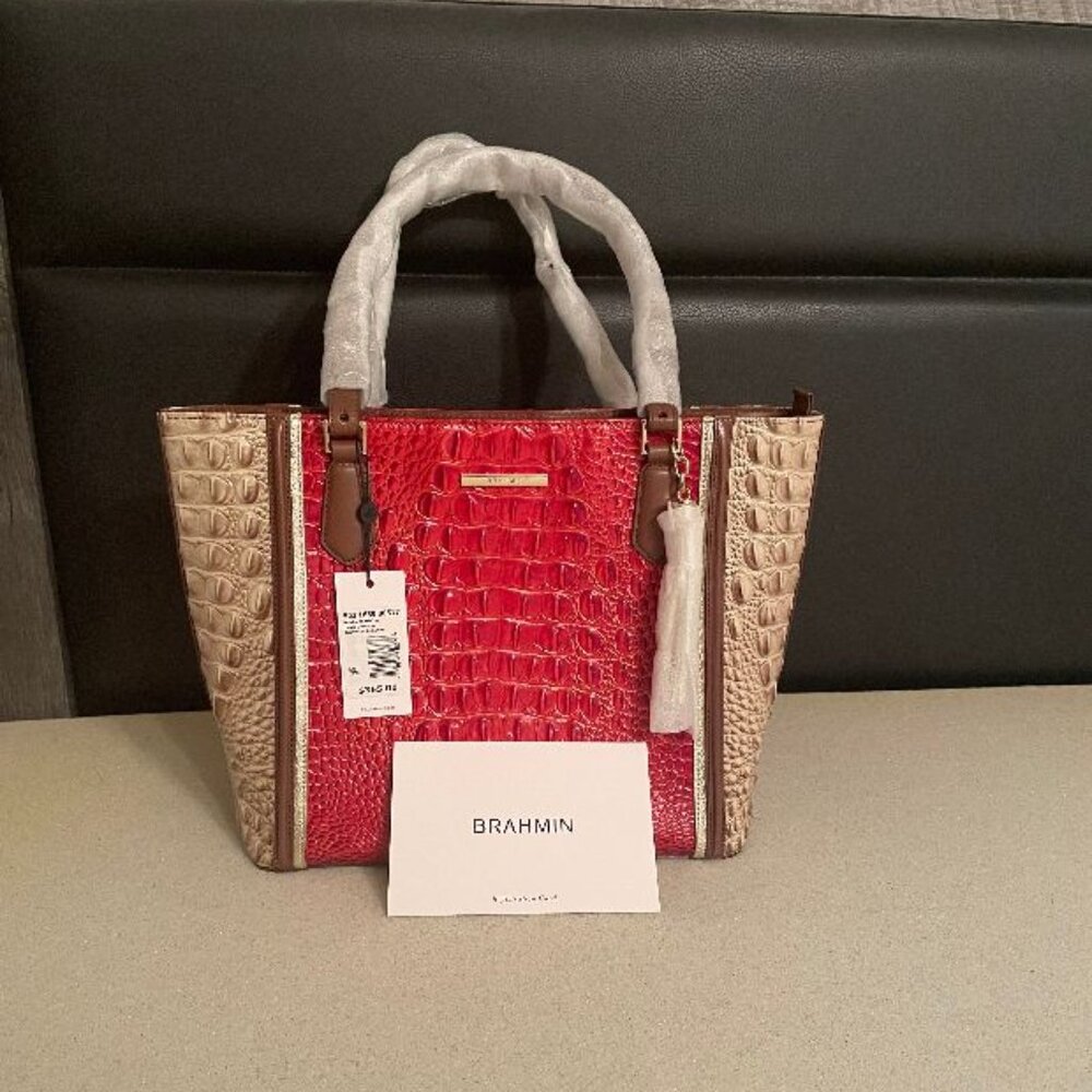 BRAHMIN CROC EMBOSSED MELBOURNE LEATHER MED./LARGE SATCHEL TOTE  NWT & REGISTRAT